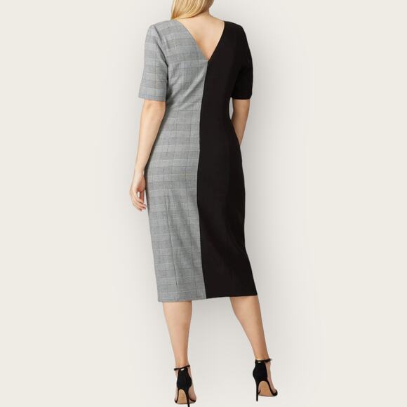 Fame and Partners Everly Colorblock Sheath Dress Black US Size 10 Plaid Two-Tone - Picture 13 of 13